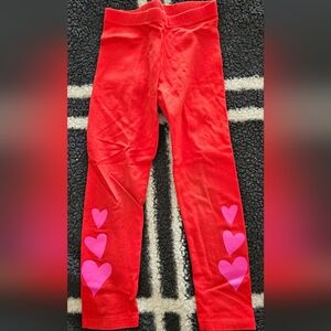Cat & Jack Red Leggings with Pink Heart Details